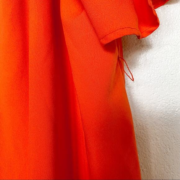 ASOS Orange Square Neck Pleated Front Top Size 14 - Picture 3 of 7